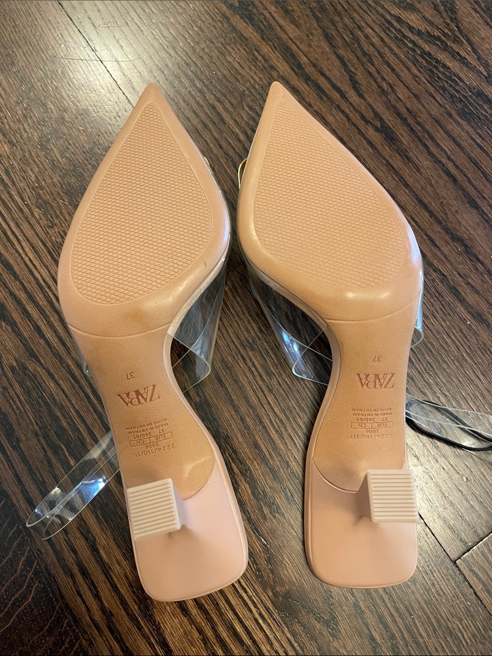 Zara Nude Pointed Slingback Mules with Gold Buckle - Picture 2 of 3